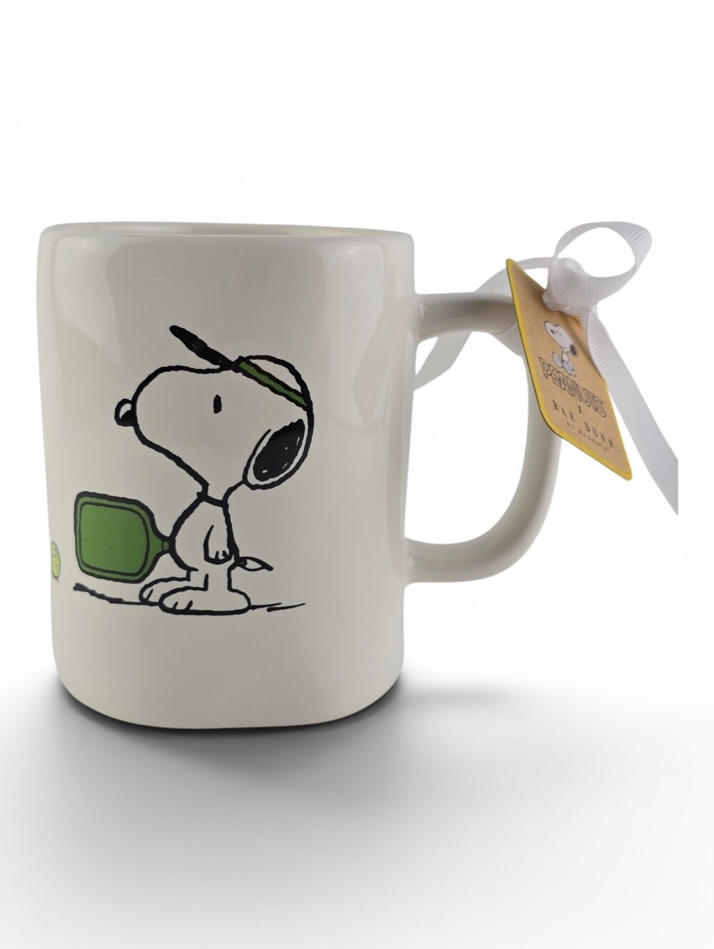 NWT Rae Dunn Peanuts Snoopy Pickleball Ceramic Coffee Mug White
